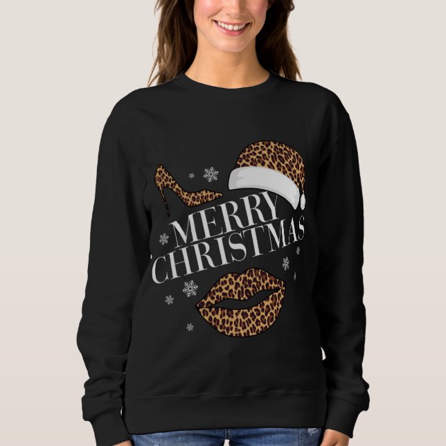 Sudadera Las mujeres de Merry Christmas leopard print (Anverso)