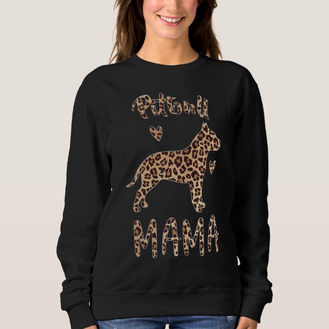 Sudadera Las mujeres Pitbull Mama Leopard Perro Día de la M (Anverso)