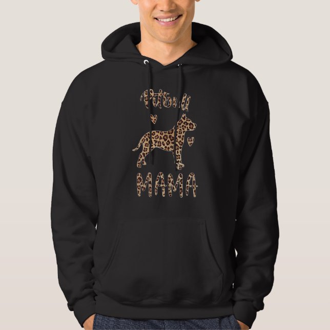 Sudadera Las mujeres Pitbull Mama Leopard Perro Día de la M (Anverso)