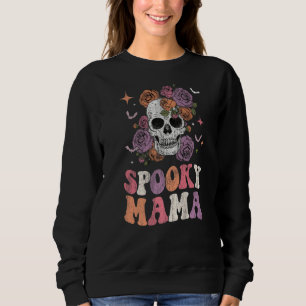 Sudadera Las mujeres retro Groovy Spooky Mama Halloween Sug