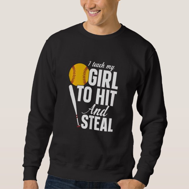 Sudadera Las Mujeres Softball Mamá Le Enseño A Mi Chica A G (Anverso)