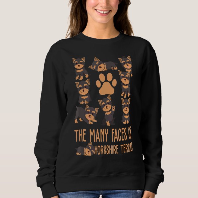 Sudadera Las Numerosas Caras Del Perro Terrier De Yorkshire (Anverso)