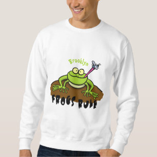 Sudadera Las ranas gobiernan rana de dibujos animados verde
