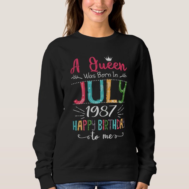 Sudadera Las Reinas Nacieron En Julio De 1987 35º Cumpleaño (Anverso)