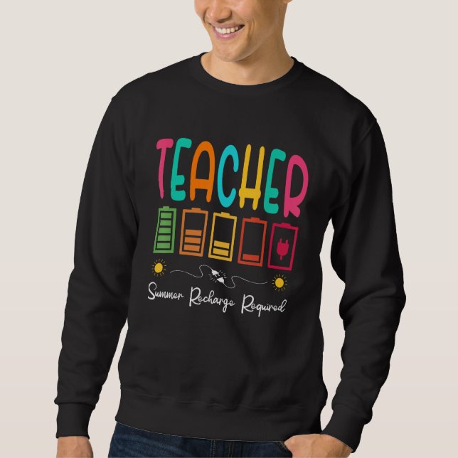 Sudadera Last Day School  Teacher Summer Recharge Required (Anverso)