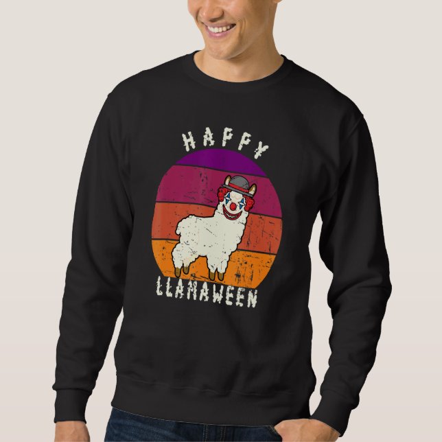 Sudadera Lástima de payaso de Halloween Llama Pun Feliz Lla (Anverso)