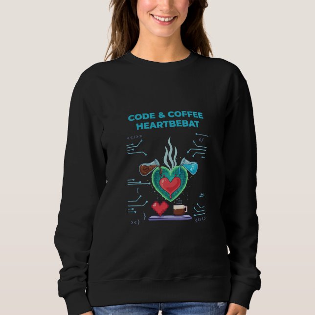 Sudadera Latido de Código y Café | Geek divertido programad (Anverso)