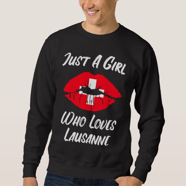 Sudadera Lausanne Lips Mouth Love Switzerland Flag (Anverso)