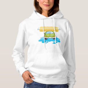 Sudadera Lavado de coche de dibujos animados verde coche fe