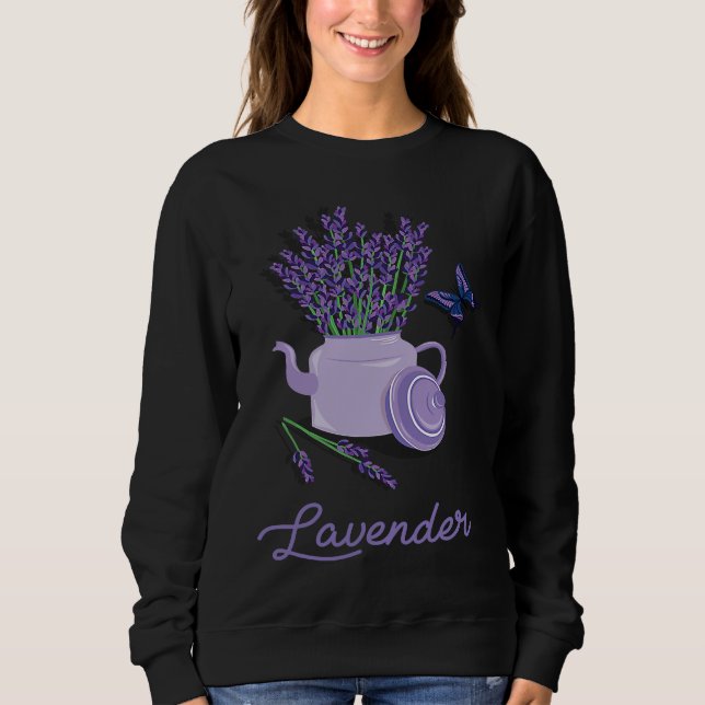 Sudadera Lavender Pot Vase Butterfly  Beautiful Flower (Anverso)
