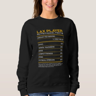 Sudadera Lax Player Nutrition Facts Lacrosse Lax Team Humor