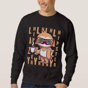 Sudadera Lazy Hipster Sloth Café Gafas de bigote