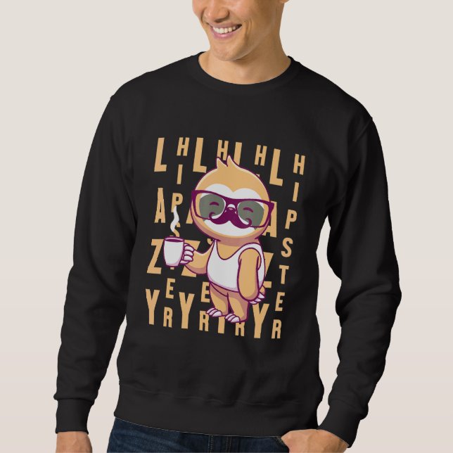 Sudadera Lazy Hipster Sloth Mustache Freethinker Urban Styl (Anverso)