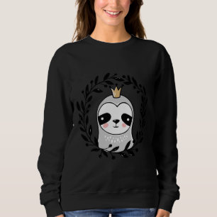 Sudadera Lazy Sloth Con Corona Y Hojas