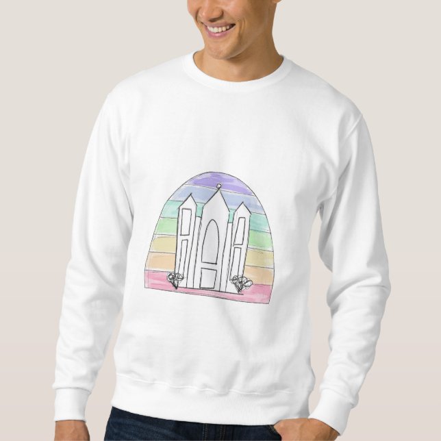 Sudadera LDS Salt Lake City Temple rainbow sunset mormon (Anverso)