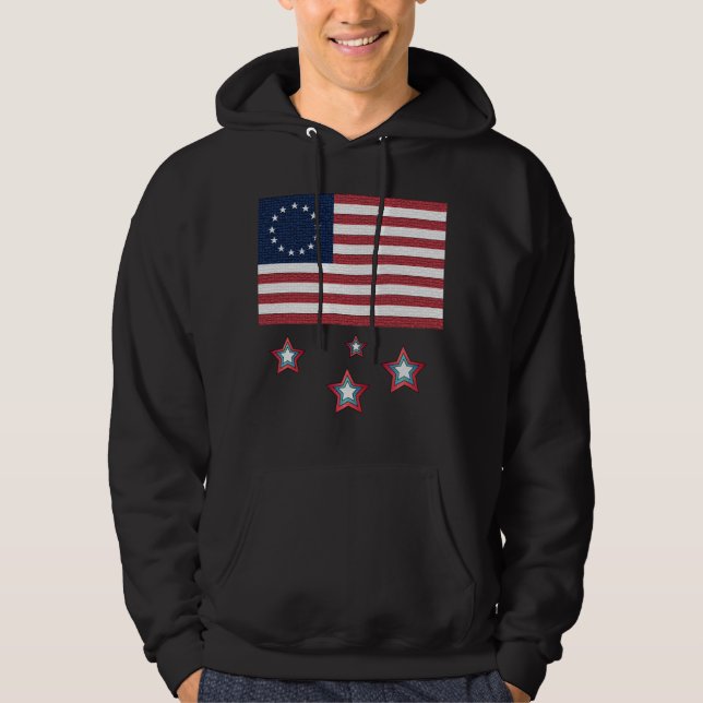 Sudadera LE ENCANTA O DEJA LA bandera estadounidense Betsy  (Anverso)
