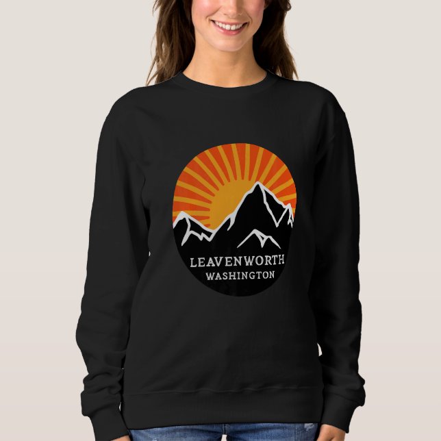 Sudadera Leavenworth Washington Retro Sunset Mountains Vint (Anverso)
