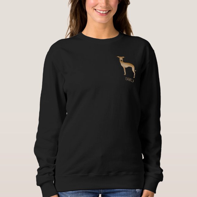 Sudadera Lebrel italiano cervato Perro lindo con texto pers (Anverso)