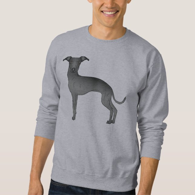 Sudadera Lebrel italiano negro de dibujos animados lindo (Anverso)