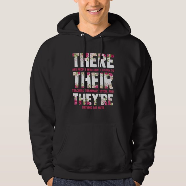 Sudadera Lección de gramática inglesa Allí Su Ellos son Pro (Anverso)