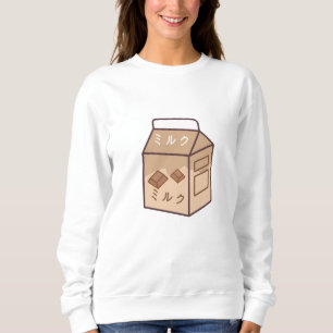 Sudadera Leche japonesa de chocolate retro de vaca Kawaii