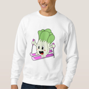 Sudadera Lechuga como esquiador con esquí