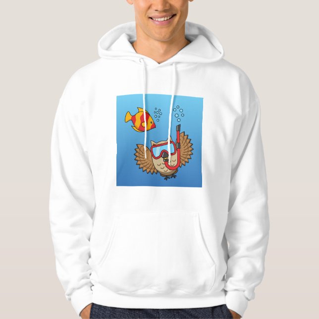 Sudadera Lechuza con máscara de buceo y pescado tropical (Anverso)