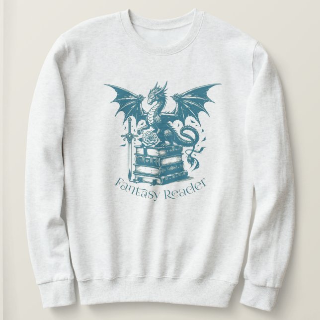 Sudadera Lector de fantasía de Dragon and Books (Anverso del diseño)