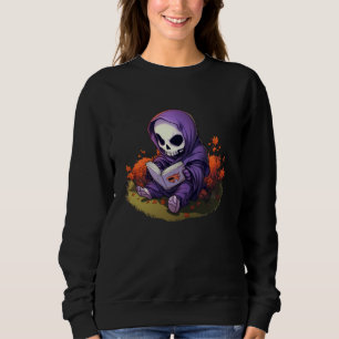 Sudadera Lector de la Parca Espeluznante Leyendo Un Libro L