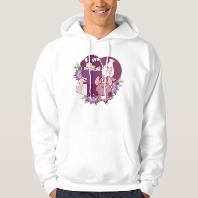 Sudadera Lector de Manga, Sake y Murciélago con Prótesis (Anverso)