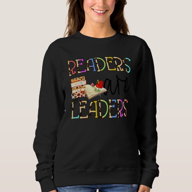 Sudadera Lectores Son Líderes Boho Leopardo Libro De Vuelta (Anverso)