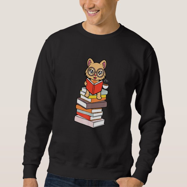 Sudadera Leer Y Los Gatos Leer Gatos Cuadros (Anverso)