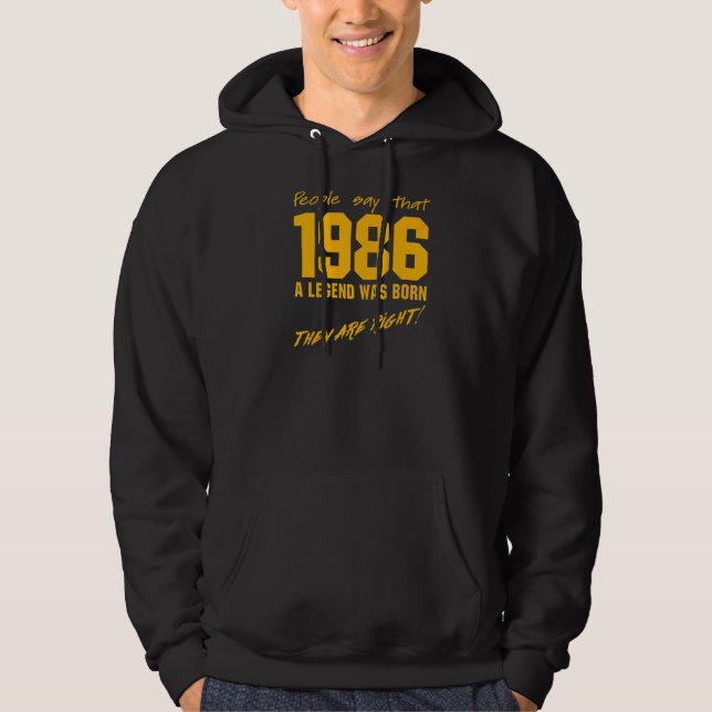 Sudadera Legend Nació en 1986. Celebración de la cosecha de (Anverso)