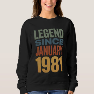Sudadera Legend Since January 1981 Retro Birthday Classic