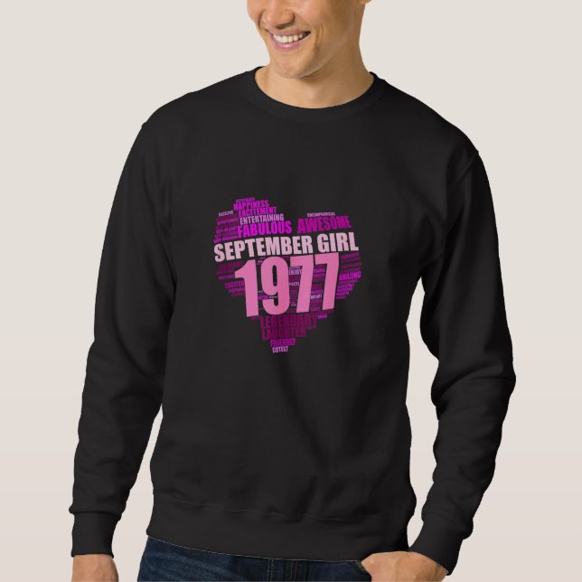 Sudadera Legendario Chica de septiembre de 1977 Impresionan (Anverso)