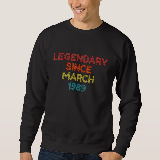 Sudadera Legendario desde el cumpleaños retro de marzo de 1 (Anverso)
