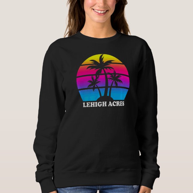 Sudadera Lehigh Acres Florida Retro Palm Tree Sunset Vacati (Anverso)