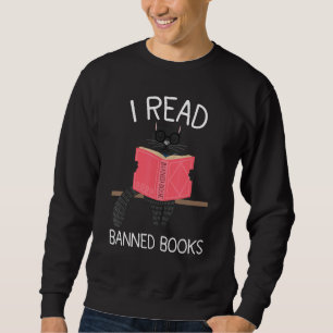 Sudadera Leí Libros Prohibidos Lector de Gatos Negro Libre
