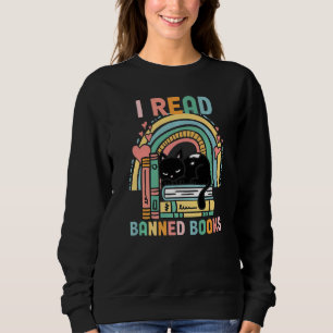 Sudadera Leí Libros Prohibidos Womens Bookworm Black Cat Le
