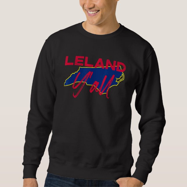 Sudadera Leland North Carolina Yall Nc Pride State Map Cute (Anverso)