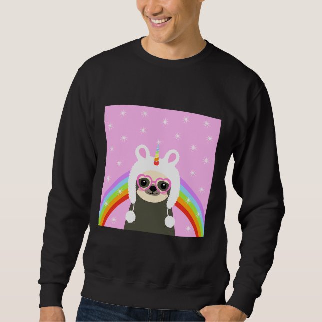 Sudadera Lema de arcoiris suave princesa rosa de unicornio (Anverso)