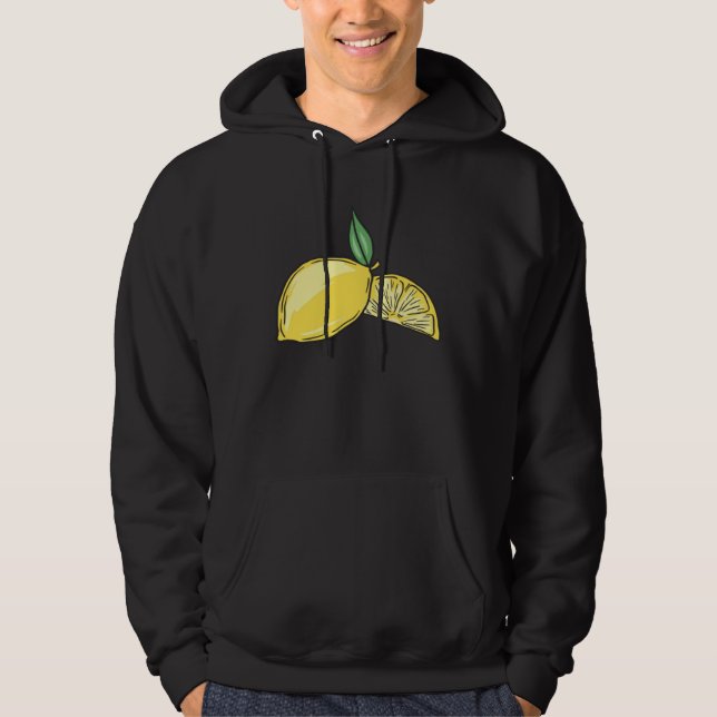 Sudadera Lemon Summer Fruit with Green Leaves Vegan Vegetar (Anverso)