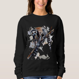 Sudadera Lemur Splash Pintura Dibujo Motismo Naturaleza Ani