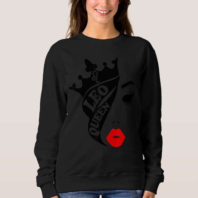 Sudadera Leo Queen Birthday Red Lips Leo Zodiac (Anverso)
