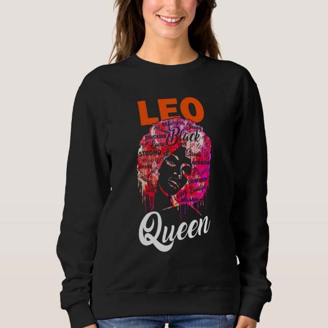 Sudadera Leo Queen Black Woman Afro Natural Hair African (Anverso)