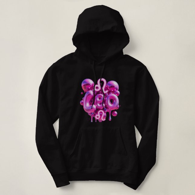 Sudadera LEO Sign Horoscope Typography Pink Bubble Letters (Diseño del anverso)