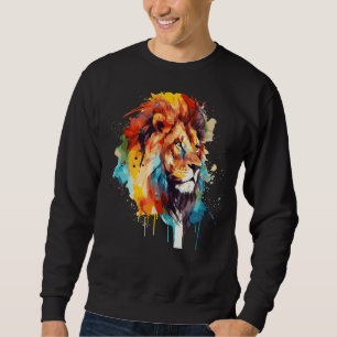 Sudadera León Acuarela Colorido Safari Fauna Africana A
