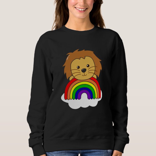 Sudadera León Arcoiris León Dulce Para Niños Depredadores (Anverso)