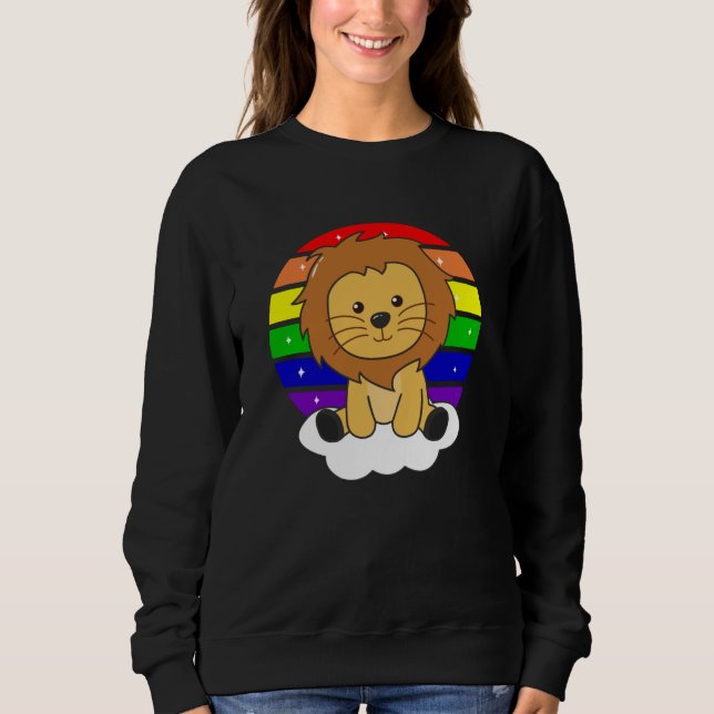 Sudadera León Arcoiris León Dulce Para Niños Depredadores (Anverso)