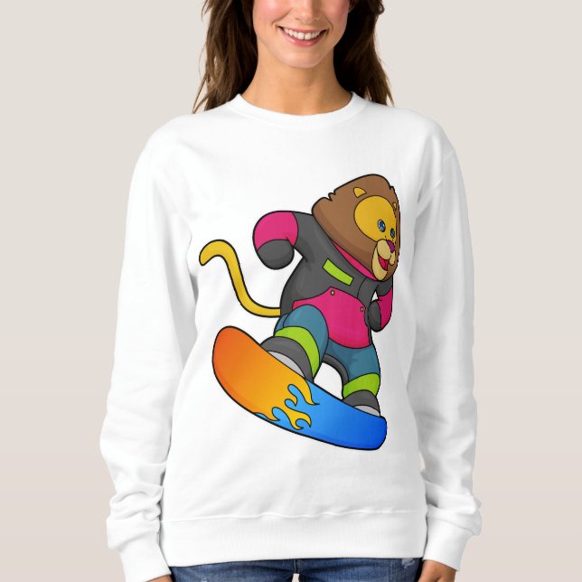 Sudadera León como snowboarder con Snowboard (Anverso)